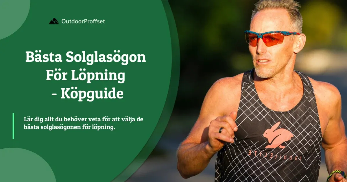 Omslagsbild till köpguiden om löparsolglasögon, löpare i solglasögon och linne
