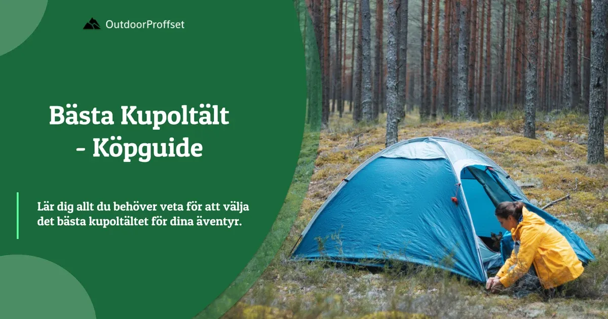 Ett fristående kupoltält på berghäll i kvällsljus