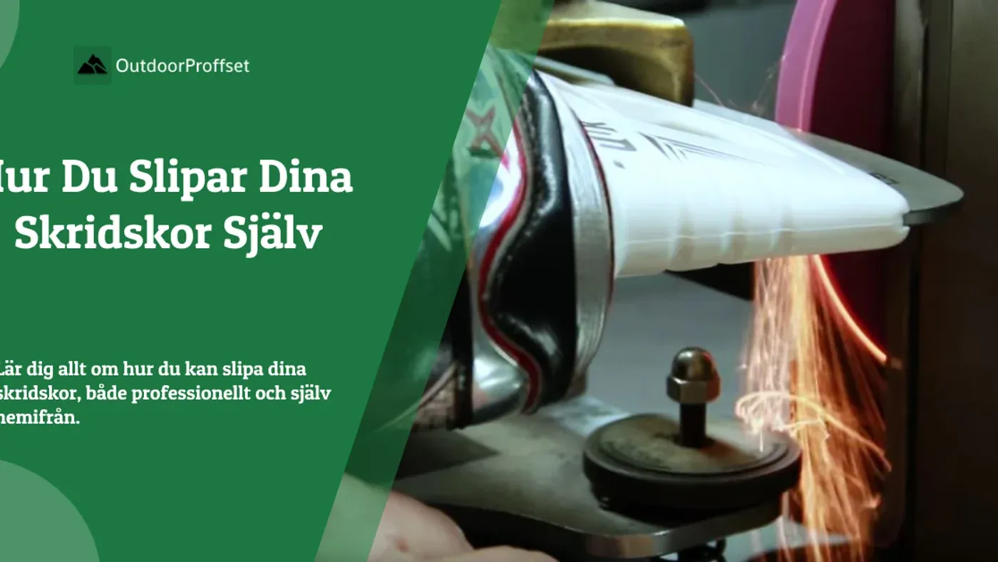 Skridskoblad slipas mot ett snurrande sliphjul i en slipmaskin