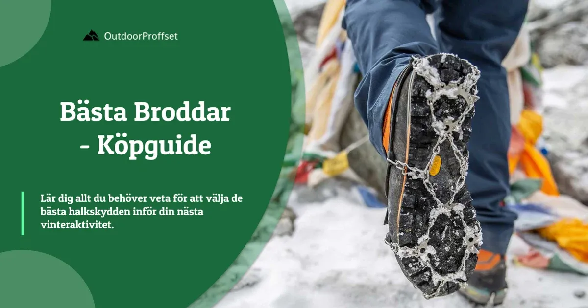 Brodd monterad på vandringssko i snö