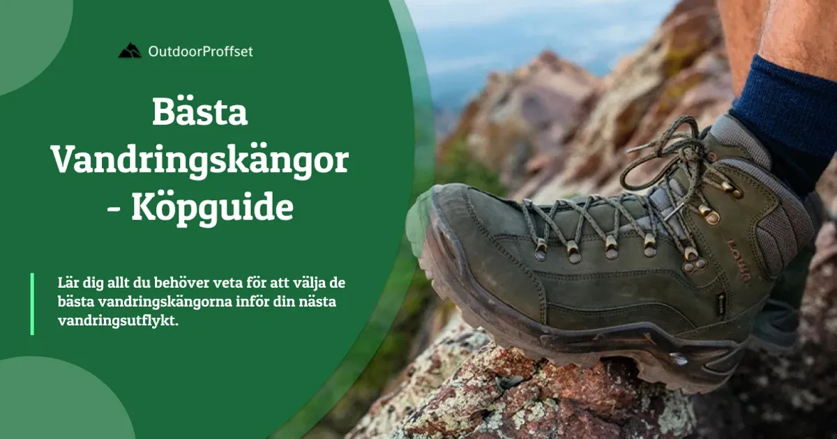 Närbild på vandringskänga med snörning på klippa