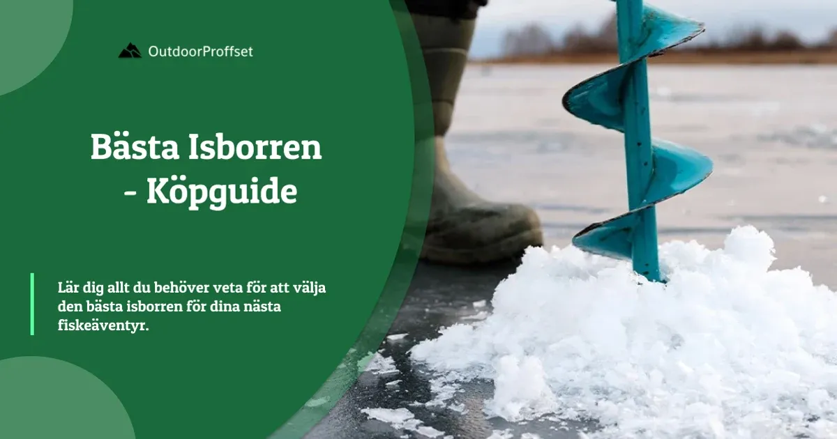 Blå isborr snurrar ner i isen på sjö