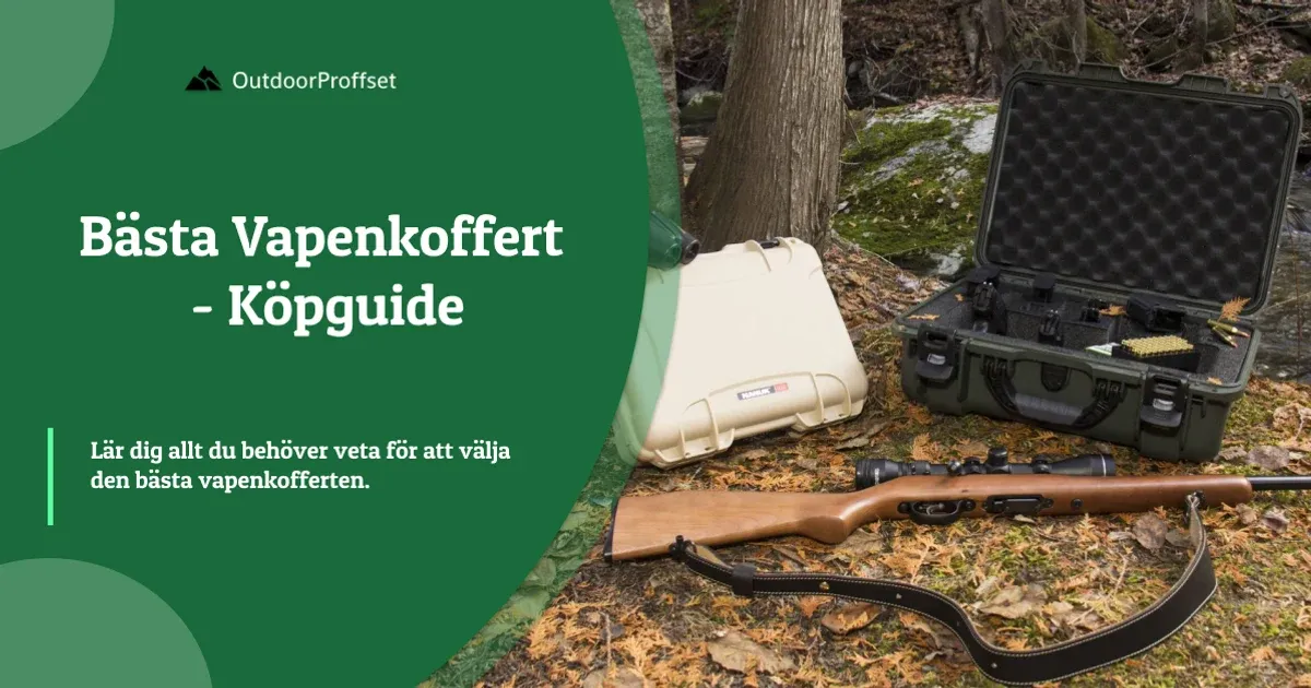 Två öppna vapenkoffertar med gevär och ammunition i skog