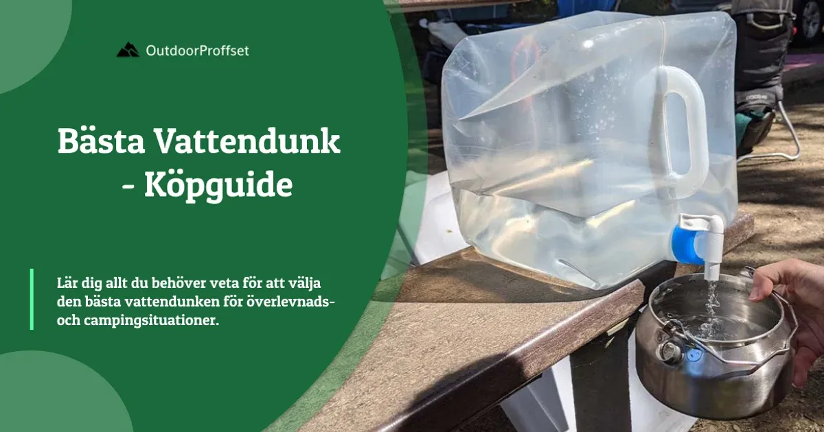 Genomskinlig vattendunk med kran fylls vid campingbord