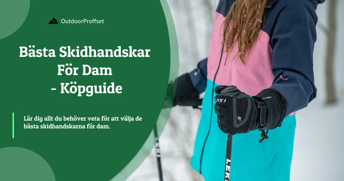 Närbild på svarta skidhandskar som håller stavar