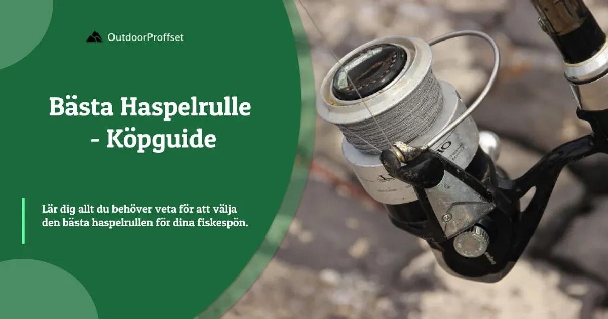 Närbild på haspelrulle monterad på fiskespö