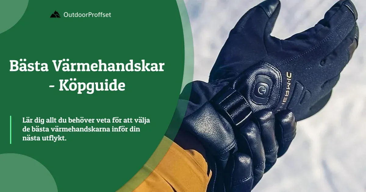 Närbild på svart eluppvärmd handske med strömknapp