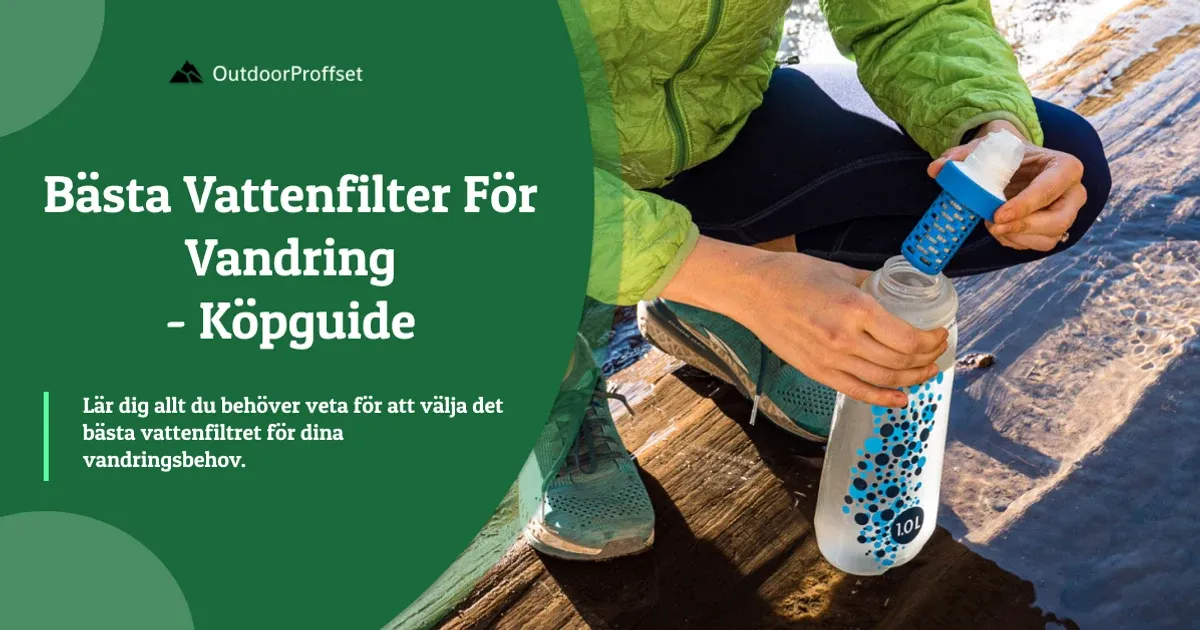 Vandrare monterar vattenfilter på flaska vid bäck