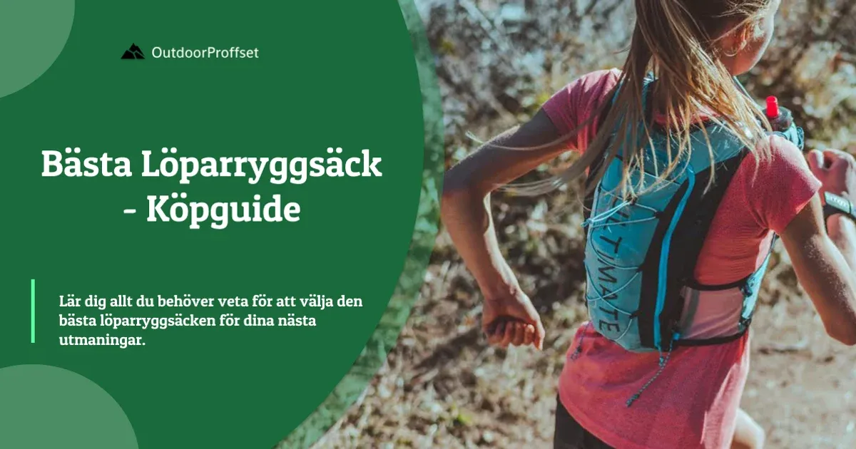 Kvinna i turkos löparryggsäck springer på skogsstig