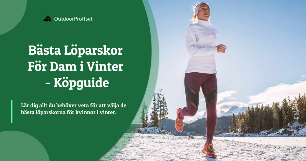 Kvinna i vit tröja och rödbruna tights springer i snölandskap