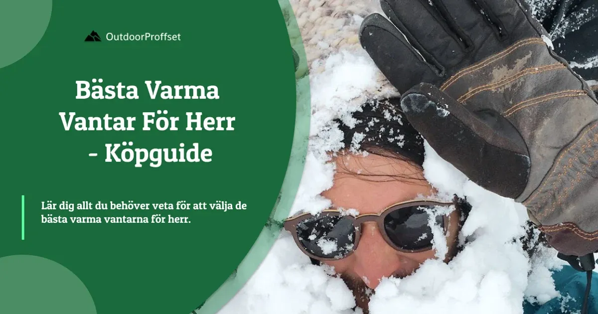 Man ligger i snö med solglasögon och läderhandske