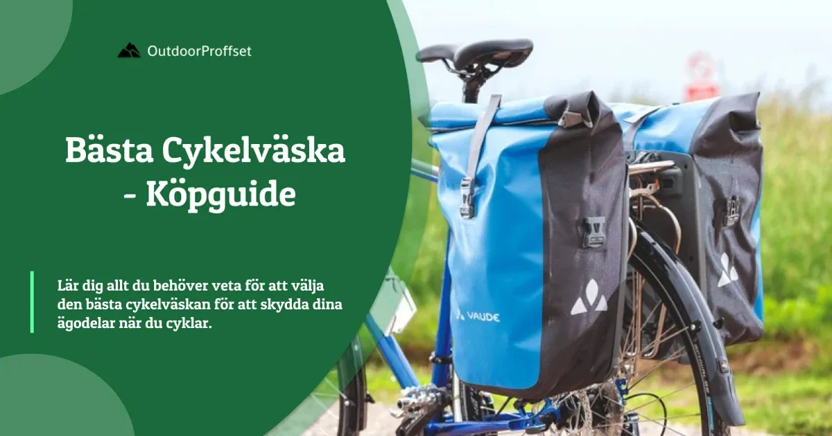 Blå och svarta cykelväskor monterade på pakethållare
