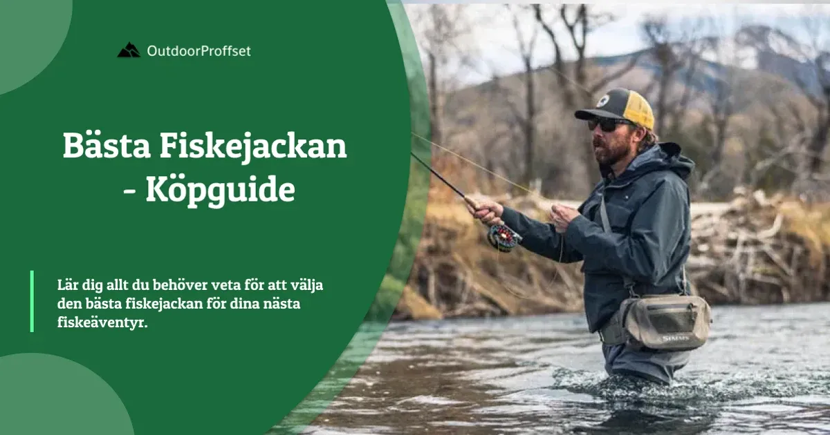 Flugfiskare i mörk vadarjacka fiskar i älv