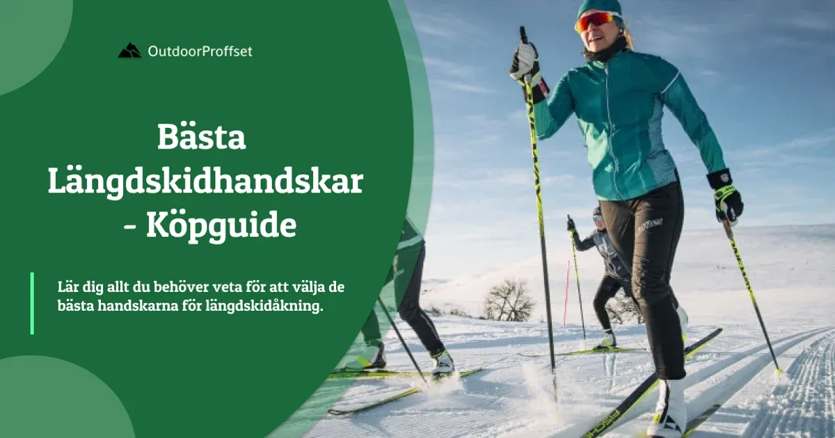 Längdskidåkare i teal jacka och handskar med stavar