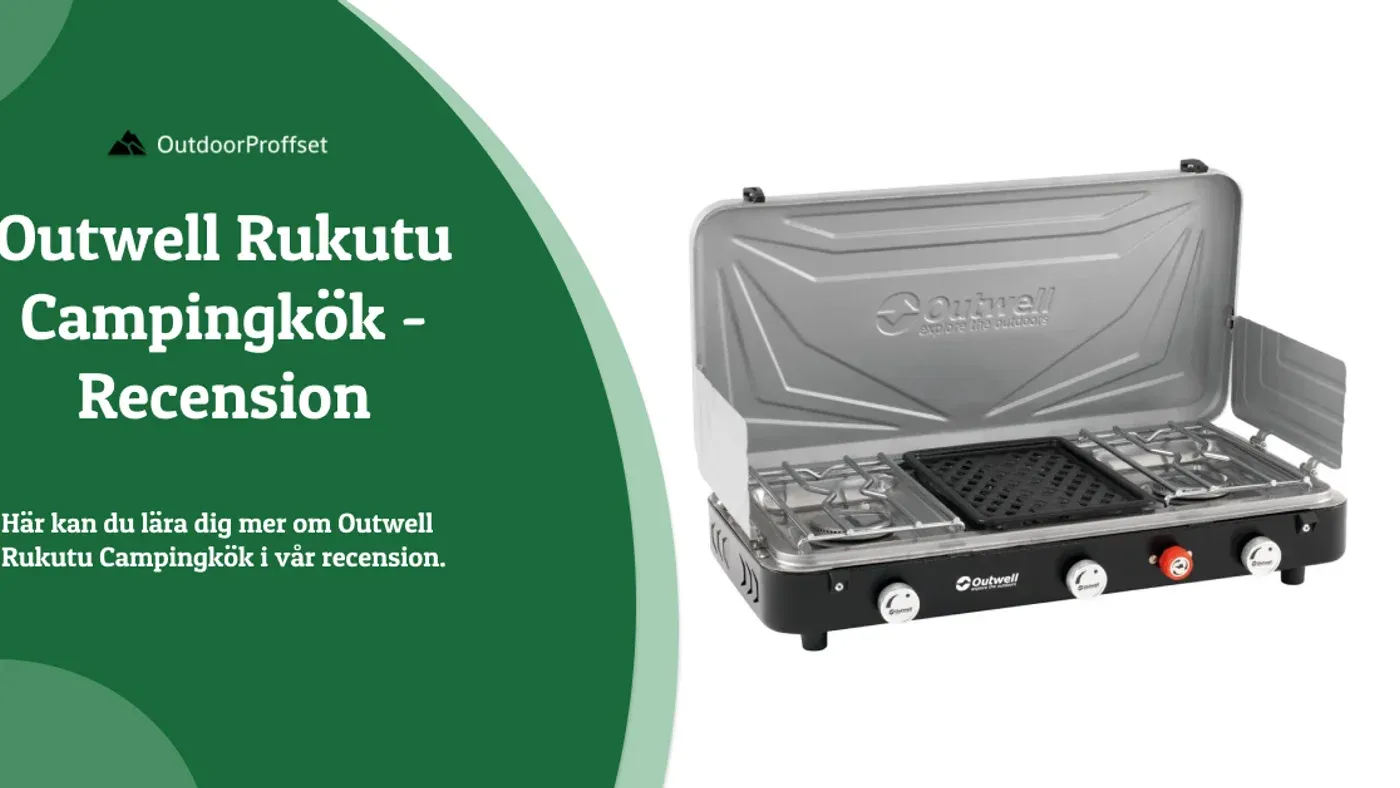 Outwell Rukutu Campingkök, ett gasolkök med två brännare och Teflongrill