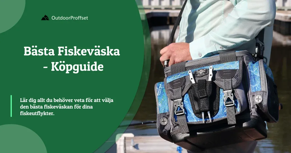 Man bär fiskeväska med axelrem på brygga