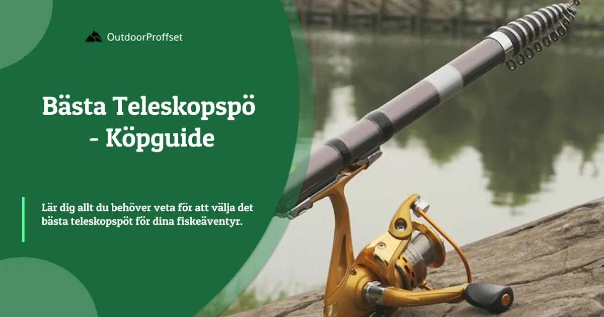 Ihopfällbart teleskopspö med rulle vid vattnet