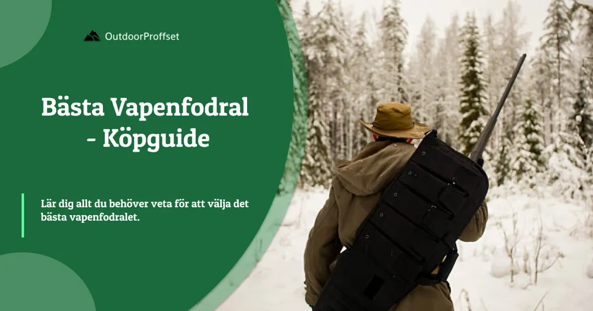 Jägare bär gevär i svart fodral på ryggen i snö